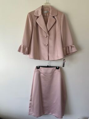 Blush Pink Satin Midi Skirt — Classic A-Line
